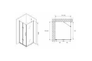 Душевой уголок Abber Zart 80x80 профиль хром стекло прозрачное - 3