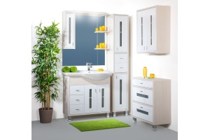 Зеркало-шкаф Бриклаер Бали 90 светлая лиственница, белый глянец, L - 3