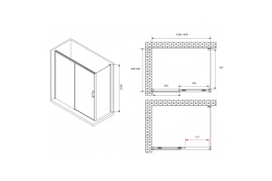 Душевой уголок Abber Komfort 140х90 черный стекло прозрачное - 2