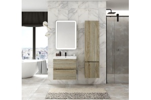 TECHNO Шкаф подвесной, фасады асимметричные, Дуб мелфорд 400x300x1600, AM-Techno-1600-AC-SO-LW823-R