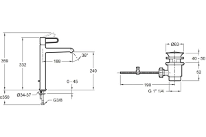 Смеситель для раковины Jacob Delafon Odeon Rive Gauche белый - черный - 2