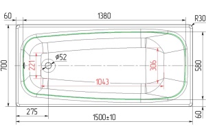 Чугунная ванна Универсал Классик 150x70 см, пристенная, белая - 3