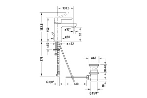 Смеситель для раковины, Duravit, B.2, тип открывания воды-однорычажный, тип регулирования воды-керамический картридж, тип установки-на раковину, - 2