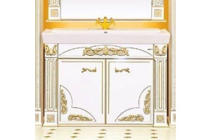 Тумба с раковиной Misty Барокко 120 прямая бежевая, патина