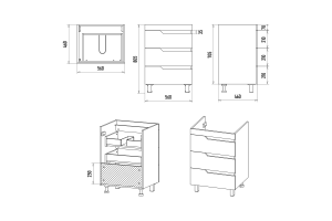Тумба под раковину Misty Софт 60 белая глянцевая - 3