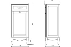 Тумба под раковину ValenHouse Лиора 41.5 см (L40_KDКБ) - 3