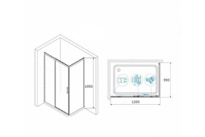 Душевой уголок RGW Leipzig LE-41-1B 120х90 профиль черный стекло прозрачное - 3