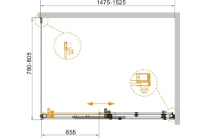 Душевой уголок Cezares Stylus soft 150х80 хром стекло прозрачное - 3