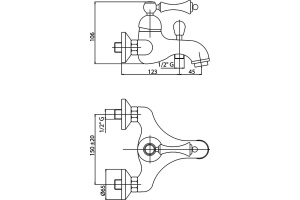 Смеситель Cezares Margot MARGOT-VM-03/24-M для ванны с душем - 2