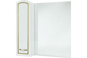 Зеркало-шкаф Bellezza Амелия 80 L, белое, патина золото
