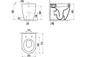 Унитаз приставной Creavit Free FE350100, сиденье микролифт - 3