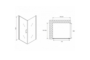 Душевой уголок Abber Sonnenstrand 80х75 хром стекло матовое - 2