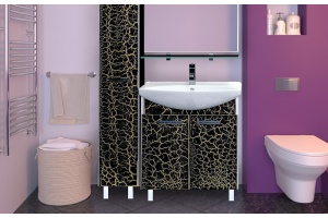 Тумба для комплекта Misty Джулия 85 прямая, черная краколет, с сифоном - 2