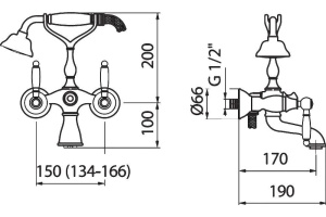 Смеситель для ванны Webert Dorian золото (DO720201010) - 2