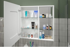 АПЕРИО Зеркало-шкаф 800х800 левый с розеткой - 2