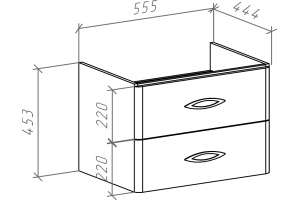 Тумба для комплекта Bellezza Джела 60 подвесная, 2 ящика, с раковиной Тигода - 3