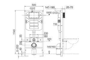 Система инсталляции для унитазов Ceramica Nova Envision с кнопкой Flat хром - 3