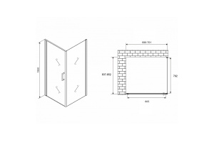Душевой уголок Abber Sonnenstrand 70х85 хром стекло прозрачное - 2