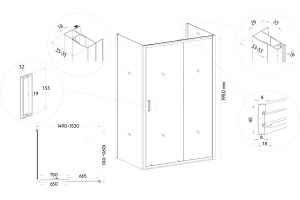 Душевой уголок Veconi Rovigo RV-046B 150х110, черный - 3