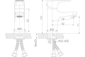 Смеситель для раковины Rossinka  хром (RS31-11) - 2