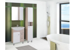 Тумба с раковиной Onika Стиль 60 белый - светлое дерево - 3