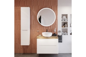 Мебель для ванной STWORKI Берген 80 белая со светлой столешницей, раковина Moduo 40 RING