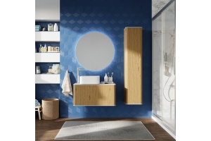 Мебель для ванной STWORKI Ноттвиль 80 дуб верона, с отверстием под смеситель, в стиле лофт (комплект, гарнитур)