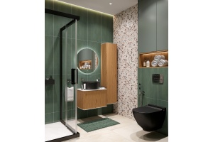 Мебель для ванной STWORKI Ноттвиль 60 дуб верона, с отверстием под смеситель , с раковиной BOCCHI Vessel черной - 2