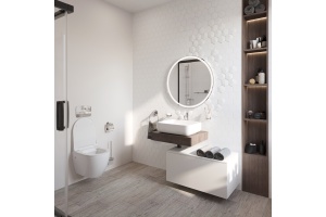 Мебель для ванной STWORKI Ольборг 60 столешница дуб карпентер, без отверстий, с тумбой 80, с раковиной STWORKI Soul 1 белой - 3