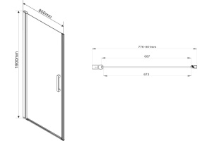 Душевая дверь в нишу Vincea Orta VPP-1O800CH-L 80 см, хром, стекло шиншилла, L - 3