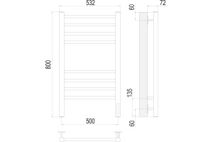 Электрический полотенцесушитель Terminus Аврора П8 500x800 Белый матовый - 3
