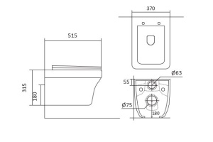 Унитаз подвесной безободковый AQUATEK АМАДЕО 515*370*315 мм, тонкое сиденье с механизмом плавного закрывания, крепеж AQ1163-00 - 2