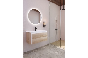 Тумба под раковину Sanvit Линк 80 светлое дерево - белый глянец - 3