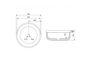 Накладная раковина Abber Bequem 40 серая матовая - 2