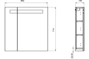 Зеркало-шкаф Cersanit Melar 70, с подсветкой - 2