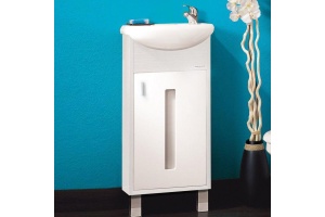 Тумба с раковиной Бриклаер Бали 40 светлая лиственница, белый глянец, R