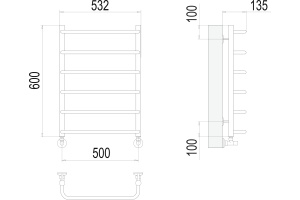 Водяной полотенцесушитель Terminus Стандарт П6 500x600 Хром - 3