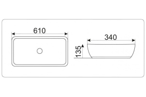 Раковина накладная Ceramalux N 61 белый (9217) - 2