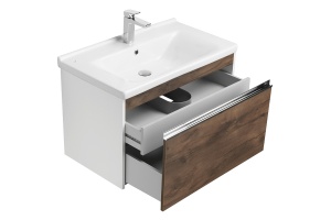 Тумба с раковиной Aquaton Капри 80 белый-темное дерево - 2