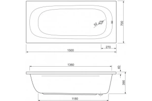 Акриловая ванна Cezares Piave 150х70 (PIAVE-150-70-42-W37) - 3