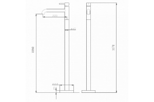 Смеситель для ванны напольный Abber Wasser Kreis черный, матовый (AF8140B) - 3