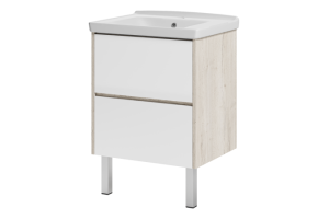 Тумба с раковиной Misty Мускат 60 белая - светлое дерево
