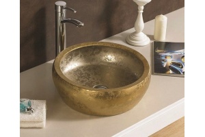 Раковина накладная CeramaLux NC 41 см золото матовый (J2023)