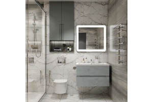 TECHNO База под раковину подвесная с двумя выкатными ящиками, Бетон лофт натуральный AM-Techno-900-2C-SO-LS935