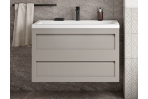 PLATINO База под раковину подвесная с двумя выкатными ящиками, Светло-серый матовый AM-Platino-1000-2C-SO-GСM - 3