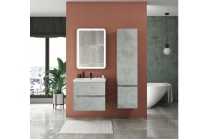 TECHNO Шкаф подвесной, фасады асимметричные, Бетон лофт натуральный 400x300x1600, AM-Techno-1600-AC-SO-LS935-R