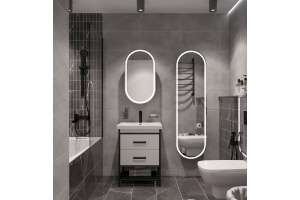 Зеркало-шкаф STWORKI Мальмё МВК073 45, с подсветкой, черный, навесной, в стиле лофт, светодиоды - 2