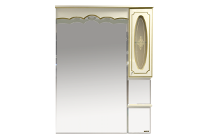 Зеркало-шкаф Misty Монако 90 R бежевый-золото с подсветкой