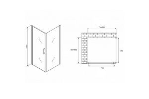 Душевой уголок Abber Sonnenstrand 80х85 хром стекло матовое - 2