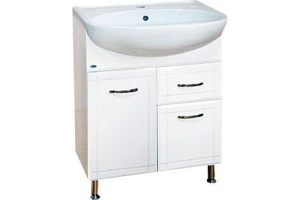 Тумба с раковиной Misty Уют 60 с 1 ящиком белая